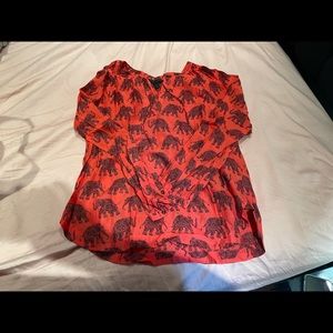 JCrew long sleeve elephant print top
